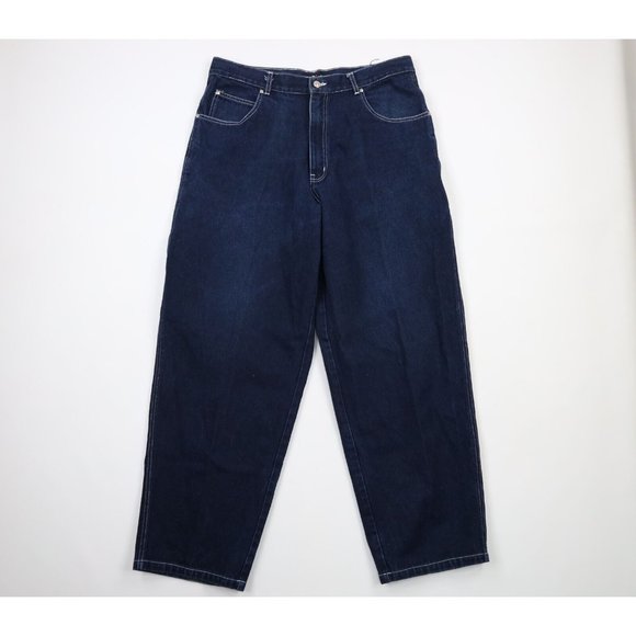 Vintage 90s Streetwear 38x32 Distressed Baggy Loose Fit Wide Leg Denim Jeans